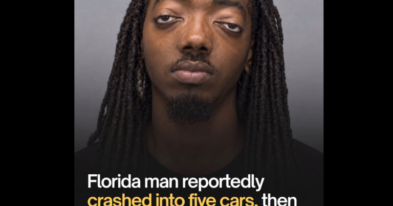 A Florida man reportedly crashed into five cars before